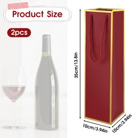 Wine Gift Bags 2PCS Luxury Wine Bottle Gift Bags, 4"X4"X13.8" Reusable Liquor Bags with Gold Foil Print, Gold Foil Claret Wine Bags for Party Wedding Party Anniversary Champagne Wine Bags with Handles