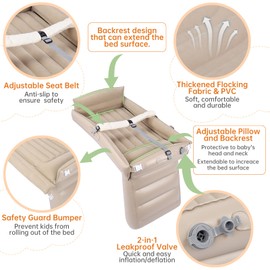 Kids Airplane Bed, Inflatable Plane Seat Extender for Toddler, Kids Travel Bed for Flight with Hand Pump, Toddler Travel Essentials