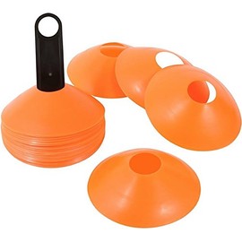 Plastic Disc Cone Sports Training Gear with Carrier, Pack of 24 (Orange, 2-Inch)