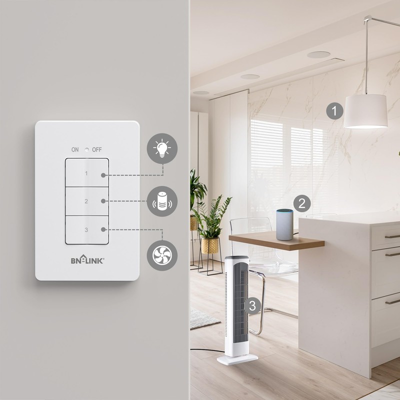 BN-LINK Mini Wireless Wall-Mounting Remote Control Outlet Switch Power Plug