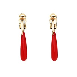 Elf Magician Cosplay Earrings 3.5*0.8cm Red Drop Shape, Unica, Zinc, No Gemstone