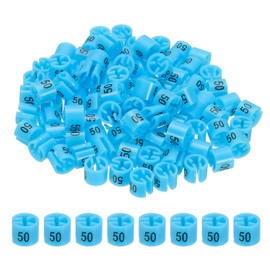 PATIKIL 100 Pcs Clothes Hanger Markers Number 50 Tags Fit 3mm Rod Garment Size Tag Hanger Clips Round Color Coding Label for Clothing Hangers, Blue