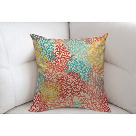 Mugod Corals Colorful Artwork Cushion Cover Throw Pillow Covers Light Blue Orange Red Blue Pillow Case for Men Women Decorative Home Sofa Chair Couch 45x45cm/18x18 Inch