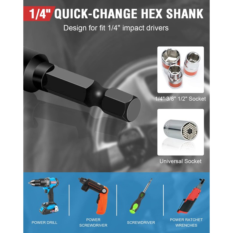 Impact Socket Adapter Set - 1/4, 3/8, 1/2 Drive Socket