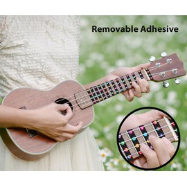 QMG Ukulele Fretboard Stickers, Note Stickers for Soprano Concert Tenor Ukulele, Finger Guide Ukulele Beginner, 2 Pack