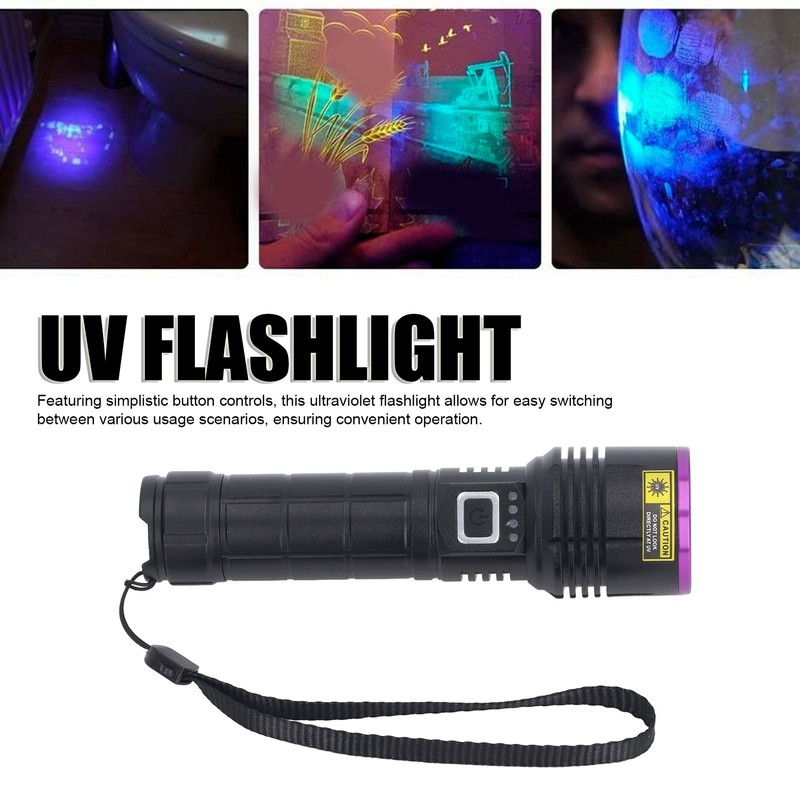 365nm UV Flashlight USB Rechargeable Portable Ultraviolet Torch Light Pet