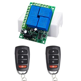 QIACHIP Wireless Remote Control AC 220 V 230 V 240 V 10 A 4 Channels 433 MHz RF Relay Receiver with 2 Transmitters for Motor Garage Door Light Electric Curtain DIY Wireless Remote Control