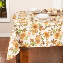 EVERYDAY LUXURIES Waterproof Oblong Tablecloth 60 x 120 Inch Stain and Wrinkle Resistant | Decorative 3.6 Gauge Sunflower Fields Vinyl Table Cover for Indoor Outdoor Seatings.