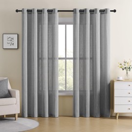 Ravorrato Farmhouse Curtains for Living Room Light Filtering 95 Inch Curtains 2 Panel Set Window Drapes for Bedroom Privacy Semi Sheer Neutral Country Dining Room Nursery Curtain Grey