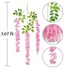 sheH 12pcs Artificial Fake Wisteria Vine Garland-GreenDec 3.6Ft/Piece Silk Wisteria