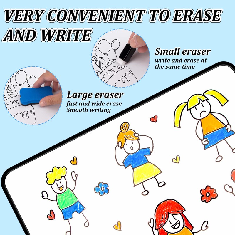 YUNAI Small Whiteboards A4, 2PCS Double Sided Mini Whiteboard with