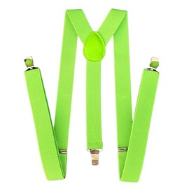 Glowtopia Neon Trouser Braces - Adjustable trouser braces for Men and Women in Neon Yellow, Orange, Green and Pink (Neon Green)