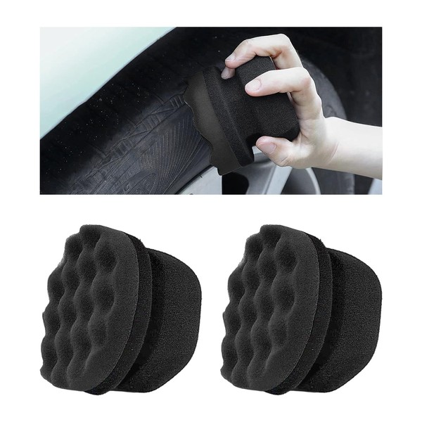 MUQIDA 2PCS Tire Shine Applicator Pad, 3.15 Inch Car Detailing