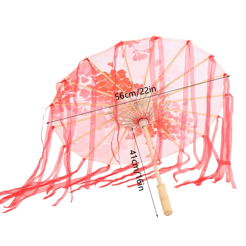 Silk Ribbon Umbrella Art Craft Decorative Photo Dance Perform Prop