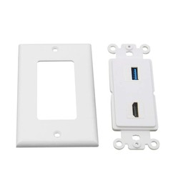 MOAVEQ HDMI USB Wall Plate with HDMI and USB Keystone Jack (2 Pack, HDMI+USB3.0)