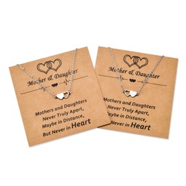 YELUWA Mother Daughter Necklace Set for 2 Mothers Day Gifts for Mom Daughter Matching Heart Jewelry Mom Gifts from Daughters Birthday Gifts for Daughter Girls Women