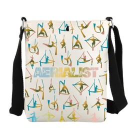 JYTAPP Aerialist Crossbody Bag Aerial Silks Bag Aerial Yoga Gift Aerial Lover Artist Gift Aerial Gift Aerial Dance Coach Gift (beige)
