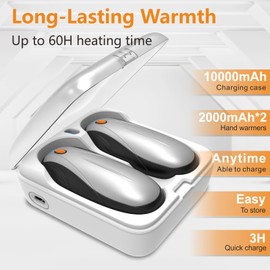 Hand Warmers Rechargeable 2 Pack, 14000mAh Electric Hand Warmers with Charging Case, Quick Charge Portable Heater,Gifts for Christmas, Winter, Outdoor, Camping, Golf, Hunting Accessories (White)