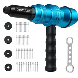 LIBRATON Rivet Gun Adapter, Rivet Gun Adapter for Electric Drill, Rivet Drill Attachment, for Cordless Electric Power Drill, with Handle, Easy Processing for Pop Rivets, 3/32" 1/8" 5/32" 3/16"