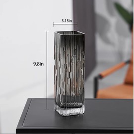 Rxcvkmw Modern Minimalist Glass Square vase, Crystal Glass vase, vase, Dry vase (Grey)