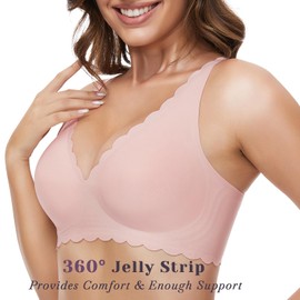 GXOULRRA Comfort Deep V Bra Women's Without Underwire Women's Bra without Underwire with Additional Bra Extension, pink