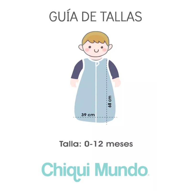 Chiqui Mundo Pijama Sleeping Bag Bebe Azul Calido Suave 0-12