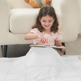 yescool Weighted Blanket (5 lbs, 36" x 48", White) Cooling Heavy Blanket for Sleeping Perfect for 40-60 lbs, Breathable Blanket with Premium Glass Bead, Machine Washable