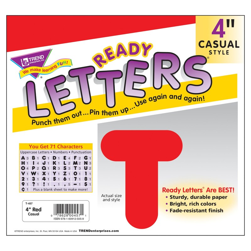 Red 4-Inch Casual Uppercase Ready Letters®