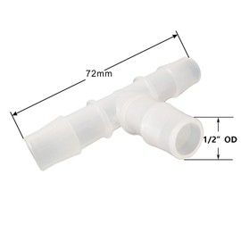 JENSWILL 5PCS 1/2" Hose Barb Fitting Equal Barbed T Shaped Tee Type 3 Way Plastic Pipe Connectors Joint Splicer Mender Adapter Union for Air Line Tubing