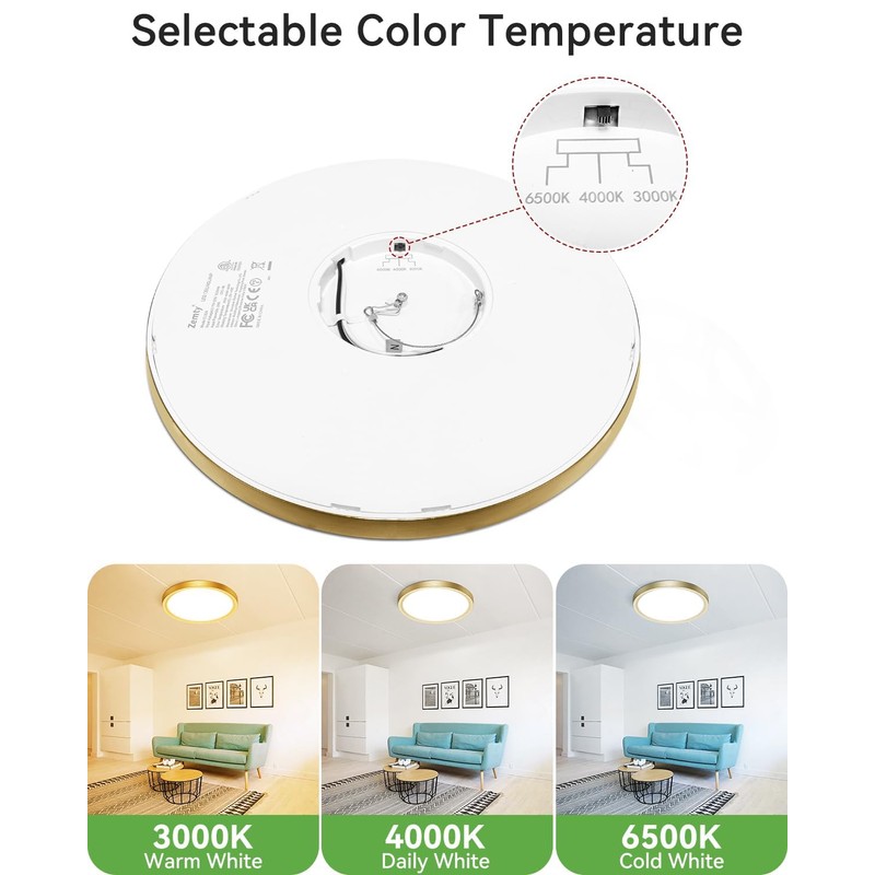 zemty 2Pack LED Ceiling Light Golden - 12In 28W Aureate