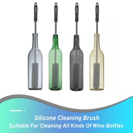 Silicone Water Bottle Brush and Straw Cleaner Set,Long Bottle Brush,Straw Cleaning Brush Silicone,Long Handle Scrub Cleaning Brush for Narrow Neck Bottle,Wine Bottle,Thermos,Sports Bottles (Dark Grey)