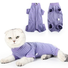 LIANZIMAU Cat Surgical Recovery Suit Professional for Male Female Dog Abdominal Wounds Cone E-Collar Alternative Anti-Licking Pet Surgical Recovery Pajama Suit Soft Fabric Onesie for Cats