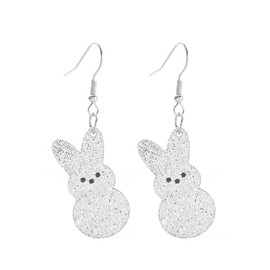 Shining Colorful Easter Rabbit Resin Acrylic Dangle Earrings for Women Jewelry(C)