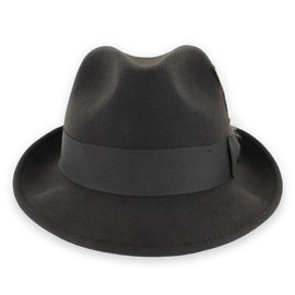 Belfry Trilby Men/Women Snap Brim Vintage Style Dress Fedora Hat 100% Pure Wool Felt Available in Black, Grey, Pecan (S, Brown)