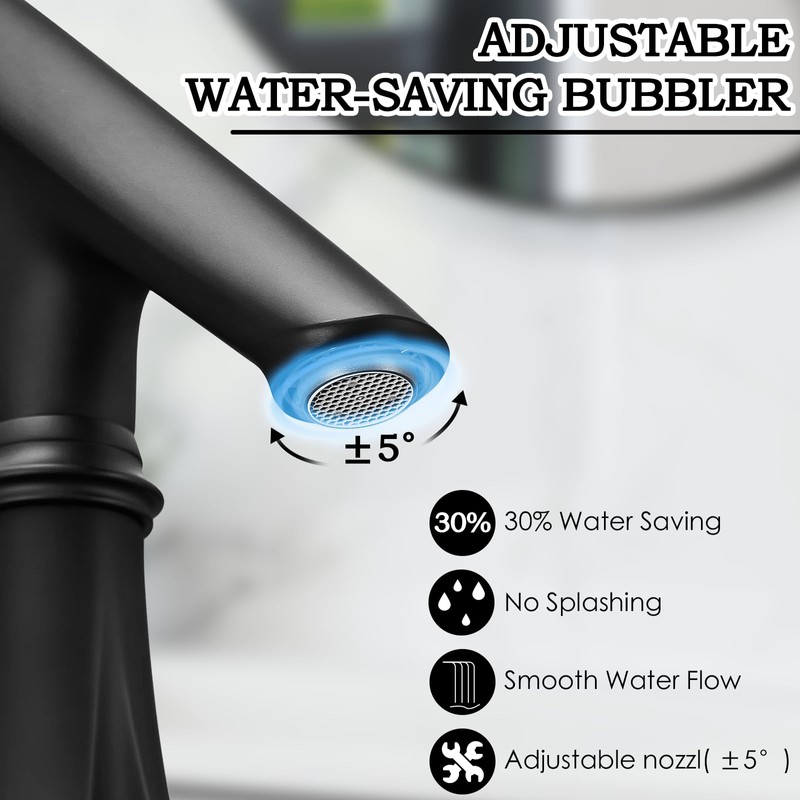 Touchless Bathroom Faucet, Matte Black Smart Motion Sensor Bathroom Sink