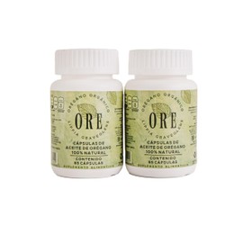 Ore Aceite de Orégano Silvestre Orgánico 130 capsulas, 2 Frascos, 65 Cápsulas por Frasco, Carvacrol 80%, Suplemento Natural,