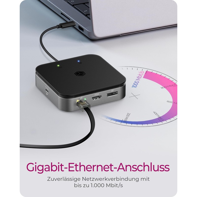 ICY BOX USB4 Docking Station (7-in-1) für 2 Monitore (1x