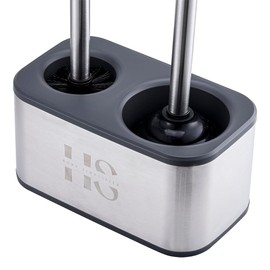 Home Simplified Stainless Steel Toilet Brush and Plunger Set with Rubber Handles and Sleek Storage Holder – Durable and Hygienic, Rust Resistant