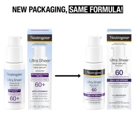 Neutrogena Ultra Sheer Face Sunscreen with Vitamin E & SPF 60, Sunscreen for Face with Broad Spectrum UVA/UVB Protection, Fragrance-Free, Oxybenzone-Free, Water-Resistant (80 minutes), 1.7 Fl Oz