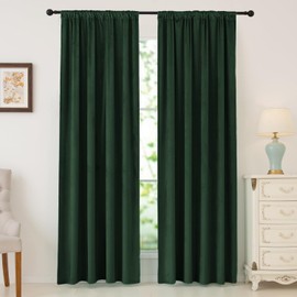 nanbowang Dark Green Velvet Curtains - 42 Inches Width 84 Inches Long Soft Curtain Rod Pocket Thermal Insulated Window Treatment for Bedroom 2 Panels