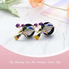 ORIESSE Hummingbird Air Vent Clips Car Fresheners,2pcs Bling Cute Bird Diffuser for Car Decor,Blue Accessories for Women