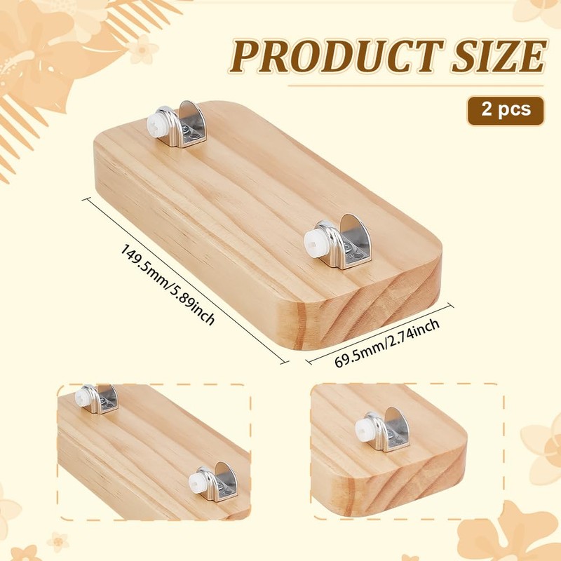 PH PandaHall Wood Display Stand, 15cm Rustic Fused Glass Art