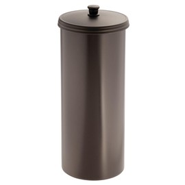 iDesign Freestanding Bathroom Toilet Paper Storage Holder with Lid for 3 Extra Rolls, Bronze