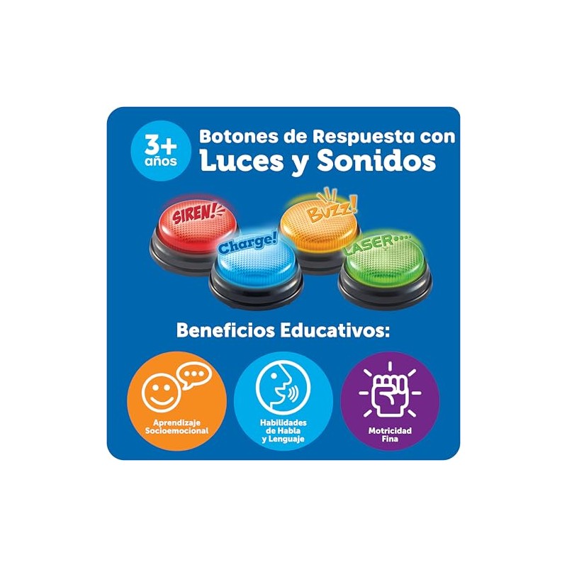 Learning Resources Lights and Sounds Buzzers, Juegos para Noche Familiar,
