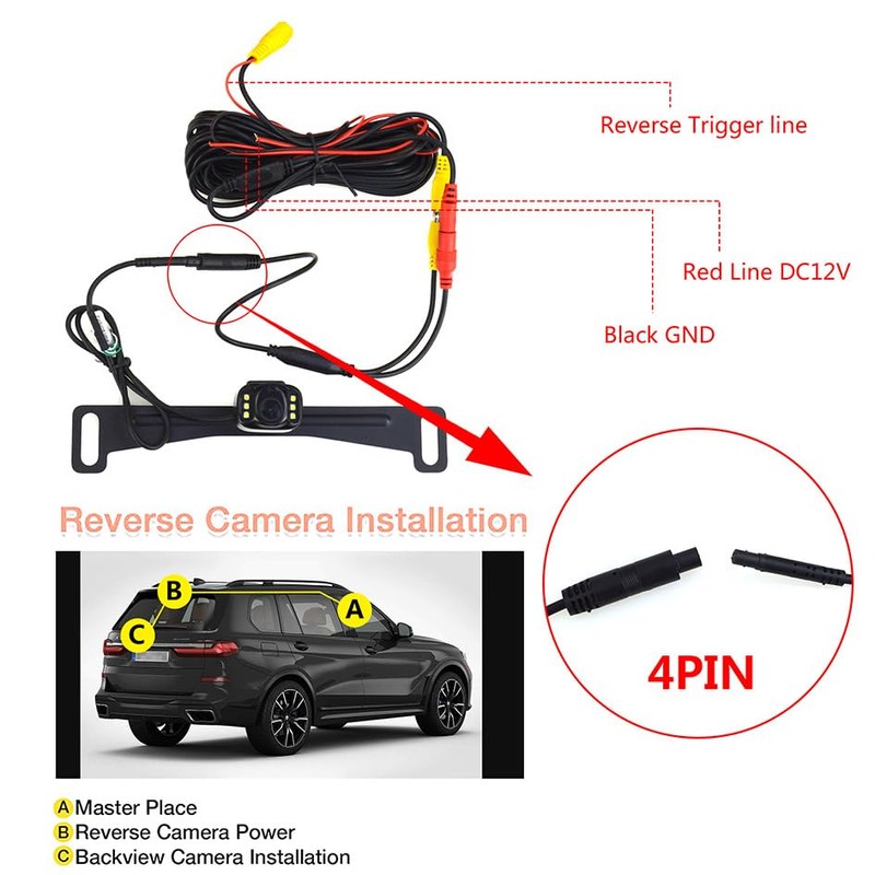 Car HD License Plate Rear View Backup Camera with Wide