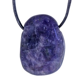 Lebensquelle Plus Iolite Drop Pendant | Drilled Tumbled Stone Pendant with Cotton Cord | High-Quality Gemstone Pendant, Semi Precious Stone, Iolite