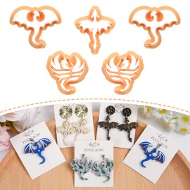Puocaon Dragon Polymer Clay Cutters - 5 Pcs Clay Cutters for Polymer Clay Jewelry, Mirrored Earrings Polymer Clay Cutters, Legend Mythical Polymer Clay Jewelry Cutters, Dragon Clay Earring Cutters