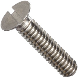Stainless Steel Machine Screw, Plain Finish, Flat Head, Slotted Drive, 0.250" Length, M.8-0.20 UNM Threads, Made in US (Pack of 10)