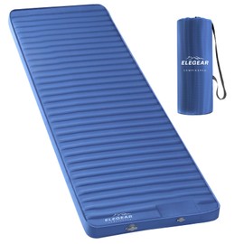 Elegear Air & Foam Camping Sleeping Pad, HexaFoam Camping Mattress Pad with Built-in Foot Pump Memory Foam Camp Pad 4-Season Camp Sleeping Mat for Travel/Car/Tent, Blue
