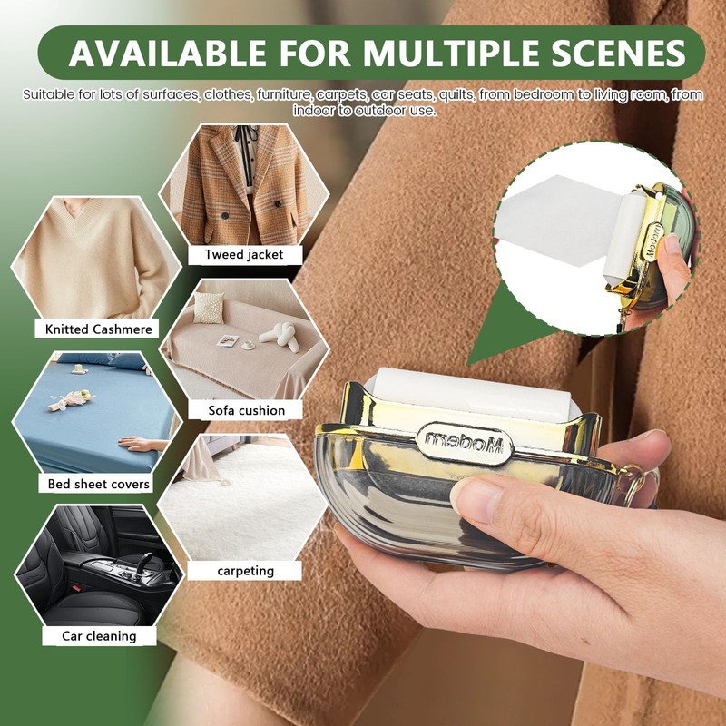 2PCS Handy Double-Sided Travel Lint Roller, Lint Roller Travel Size